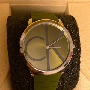 Men’s Calvin Klein Watch olive green with silicone strap SALE